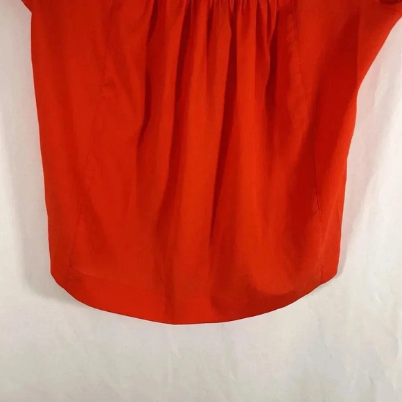 Gianni Bini Blouse Women's Medium Red Floral Short Sleeve Round Neck - Picture 4 of 6